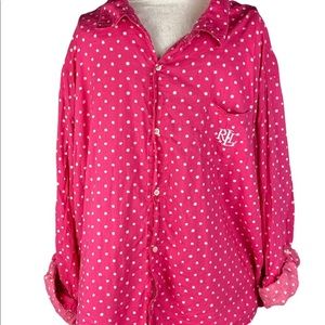 Ralph Lauren sz XL pink and white polka dot shirt